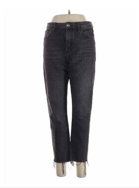 Black Washed Raw Hem Jeans